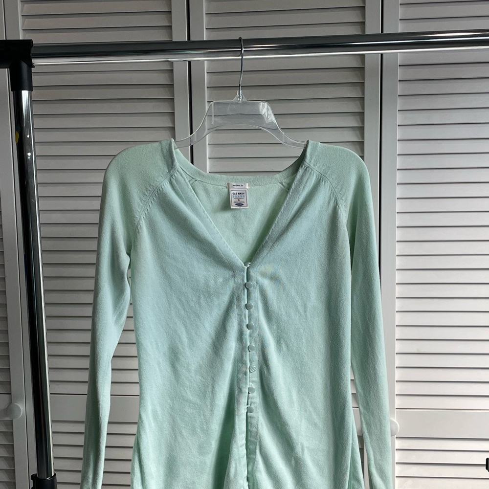Light Green Button-Up Cardigan